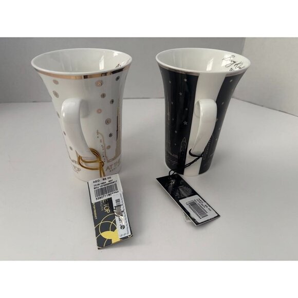 NEW BURJ KHALIFA Dubai Souvenir Mugs Cups Set of 2 UAE Skyscraper Elegant Tall - Picture 4 of 8